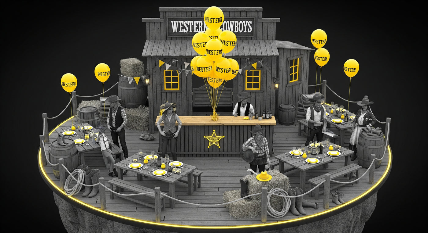 Thème Western IdéaFête - Déguisements cowboy saloon chrome yellow Mougins