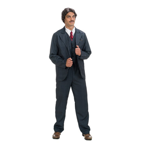 The image shows a Gomez Addams costume set inspired by the "Wednesday" series, featuring four pieces suitable for a party or themed event.