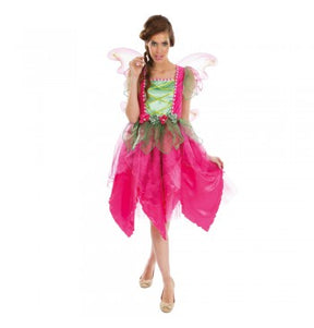 The image shows a fairy-themed party costume set for children, featuring a pink and purple color scheme. The set includes a pair of fairy wings and a matching wand, both decorated with flower and butterfly motifs.