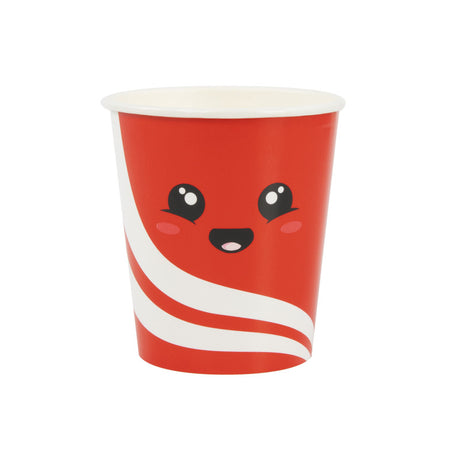 Gobelets jetables 200 ml lot de 8, motif Junk Food Salty, gobelet carton avec intérieur PLA (amidon de maïs), écologique pour anniversaire et fête d'enfant