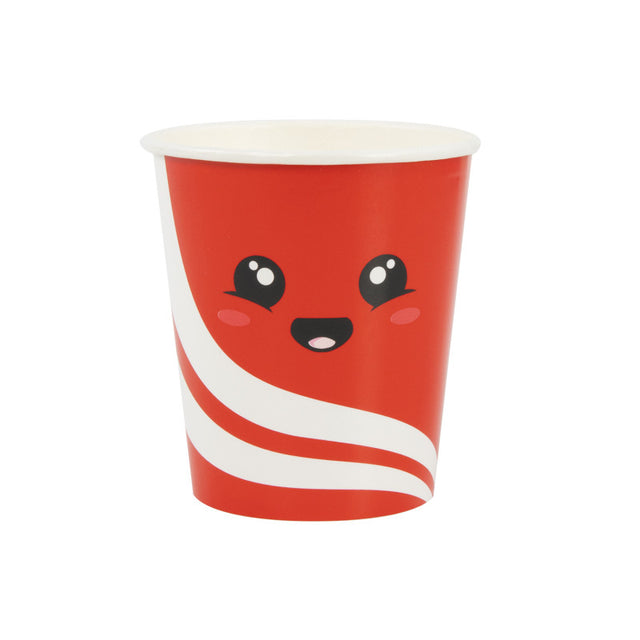 Gobelets jetables 200 ml lot de 8, motif Junk Food Salty, gobelet carton avec intérieur PLA (amidon de maïs), écologique pour anniversaire et fête d'enfant