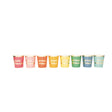 Pack de 8 gobelets en carton 200 ml multicolores, imprimé doré "Joyeux Anniversaire", papier 300 g, certifiés FSC, idéal pour fêtes d'anniversaire écologiques.