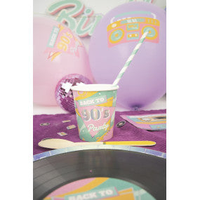 Gobelets 90's Party – lot de 8 FSC – motif irisé rétro