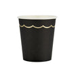 Gobelets festonnés noirs et or en papier FSC 200ml pack de 8, gobelets jetables élégants pour fête, anniversaire, Halloween et Nouvel An
