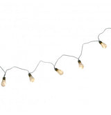 The image shows a string of party lights featuring 10 small warm white bulbs, with a total of 30 LEDs spanning a length of 365 cm.