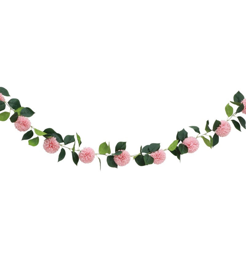 Guirlande dahlias blancs artificiels – mariage & fête – 220 cm – 9 fleurs