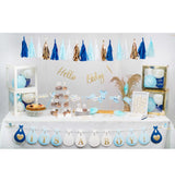 Guirlande Baby Shower personnalisable bleu et blanc – 240 cm – papier premium