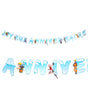 The image shows a "Joyeux Anniversaire" (Happy Birthday) garland featuring Naruto Shippuden characters, designed as a party decoration.