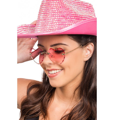 Lunettes cœur roses – soirées, EVJF et Saint-Valentin – branches métal