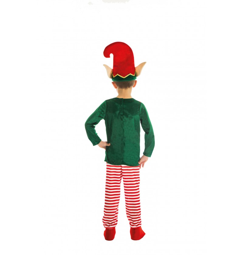 Déguisement lutin enfant rayé rouge et vert – Noël, fêtes d’école – 3 pièces