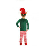 Déguisement lutin enfant rayé rouge et vert – Noël, fêtes d’école – 3 pièces