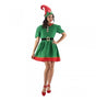 The image shows a festive costume set consisting of a green and red elf or "lutine" outfit, including a hat, dress, and belt, designed for party or holiday celebrations.