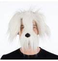 The image shows a white dog mask designed for party or costume use.
