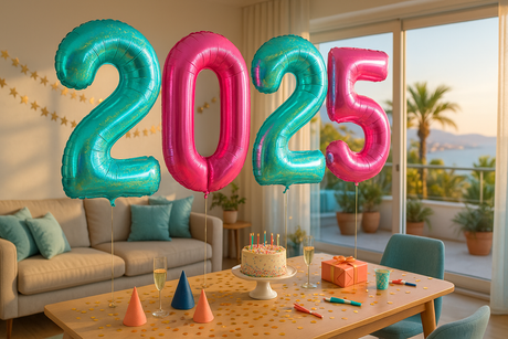 Mise en scène Anniversaire 2025 - Ballons chiffre pailletés 40"