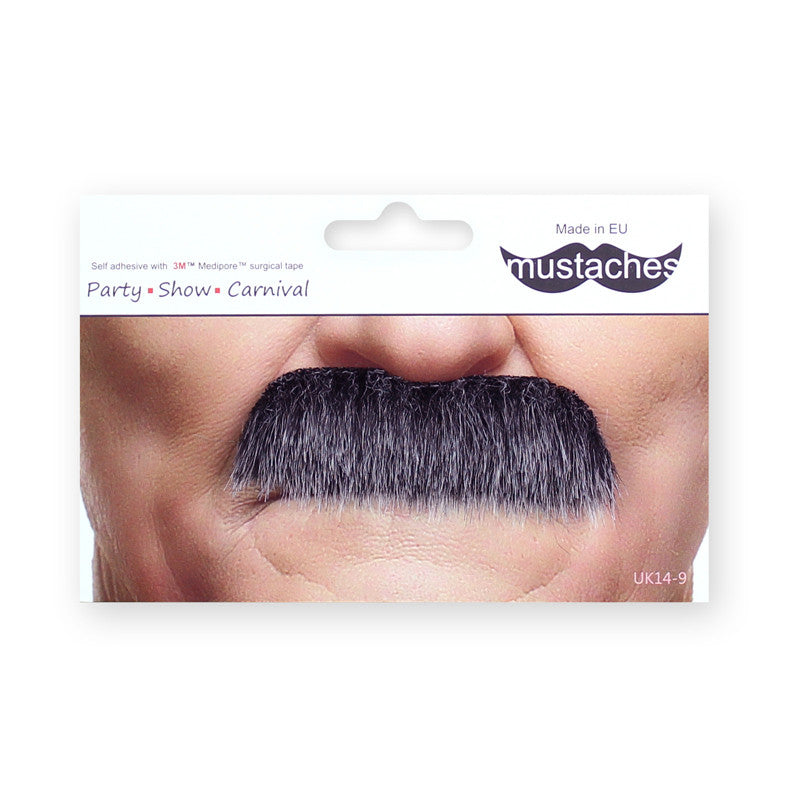Moustache brosse poivre et sel – accessoire déguisement adulte – style rétro