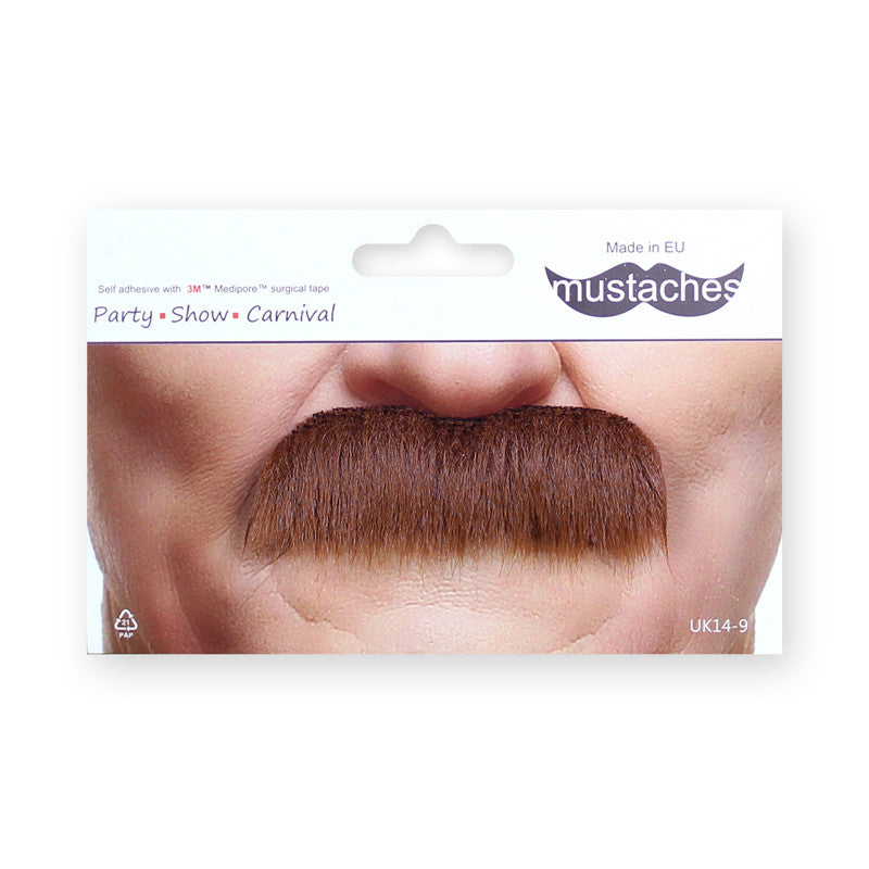 Fausse moustache rousse style brosse – accessoire déguisement – auto-adhésive