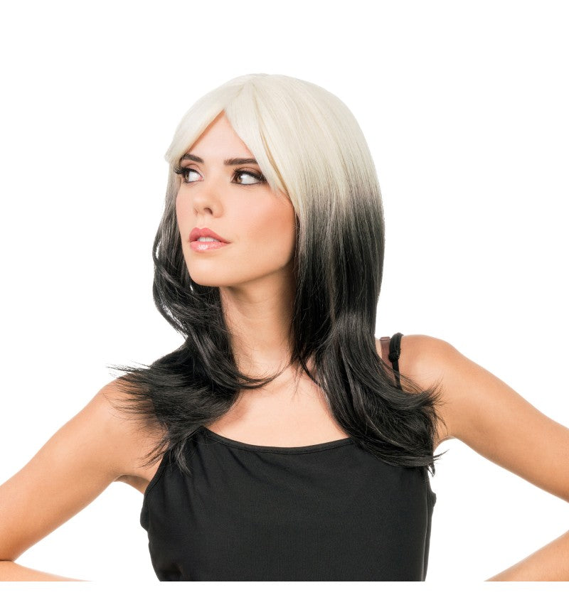 Two-tone black and white wig – short cut – fancy dress party – woman