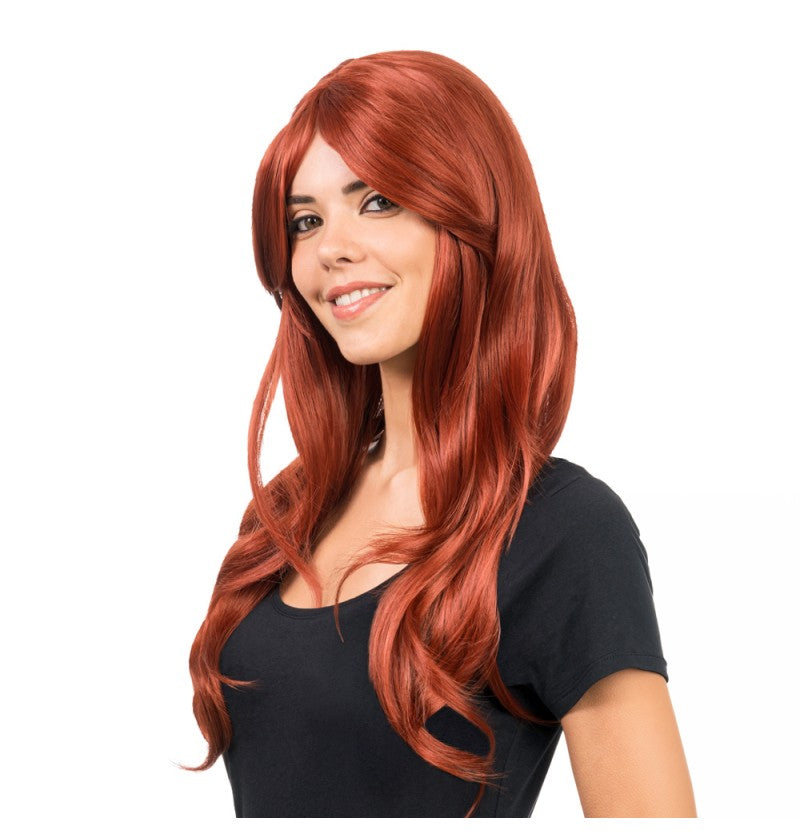 Perruque longue à frange rideau – soirée & cosplay – adulte