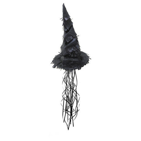 Pinata en forme de chapeau d'apprenti sorcier 43x29x29 cm, pinata à remplir pour anniversaire enfant, double mode de jeu (ficelles à tirer ou frapper à l'aveugle), idéale pour fête thème sorcier/magie