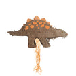 Pinata dinosaure Stegosaurus marron et orange à ficelles, 50x28x9cm, pinata anniversaire enfant et déco de fête — animation (tirer les ficelles ou frapper les yeux bandés)