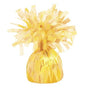 The image shows a yellow balloon weight, typically used to anchor helium balloons at parties.