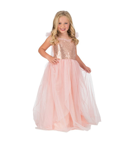 The image features a large, life-sized cardboard cutout of a princess character named "Princesse Rosalia," measuring 96 cm in height. The princess is dressed in a pink gown with gold accents, a crown, and holds a scepter, embodying a classic fairytale princess theme.