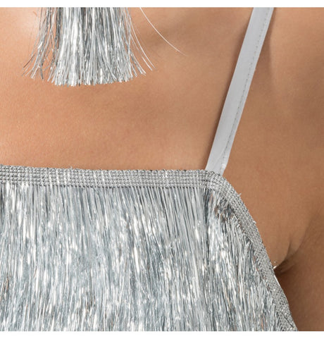 Robe charleston argent scintillante à franges – soirée Gatsby & années 20