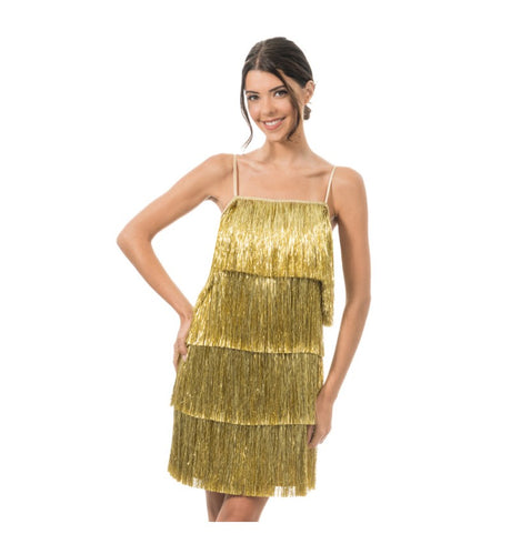 Robe charleston argent scintillante à franges – soirée Gatsby & années 20