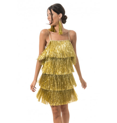 Robe charleston argent scintillante à franges – soirée Gatsby & années 20