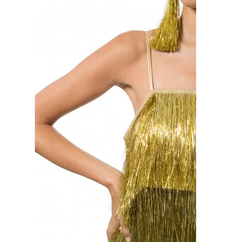 Robe charleston argent scintillante à franges – soirée Gatsby & années 20