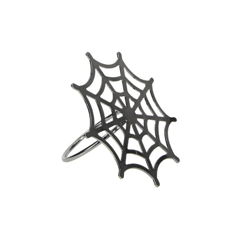 Rond de serviette en métal noir motif toile d'araignée, diamètre environ 3,5 cm, décoration de table Halloween chic et originale