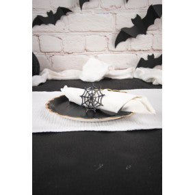 Rond de serviette Halloween – motif araignée métal noir – Ø 3,5 cm –