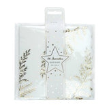 Serviettes festonnées fougère –  – lot de 16, blanc et or 33×33 cm