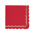 Serviettes festonnées rouges et or 33x33 cm en papier FSC, paquet de 16, 18 g, bords festonnés avec galon doré, serviettes jetables élégantes pour table de Noël et fêtes