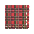 Serviettes festonnées 33x33cm motif tartan avec galon doré, serviettes papier 18g lot de 16 pour table de Noël, design 