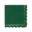 Serviettes festonnées en papier FSC 33x33 cm vert jungle avec galon doré, pack de 16, serviettes jetables design pour fêtes et anniversaires