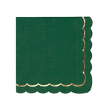 Serviettes festonnées en papier FSC 33x33 cm vert jungle avec galon doré, pack de 16, serviettes jetables design pour fêtes et anniversaires