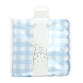 Serviettes festonnées vichy bleu pâle –  – lot de 16 – 33x33 cm