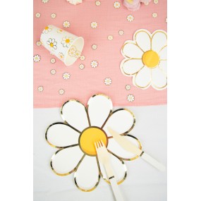 Serviettes marguerite – lot de 16 – 32×32 cm, galon doré