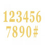 The image shows a set of 12 gold adhesive numbers, each with a height of 14 cm, designed for decorative use.