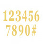 The image shows a set of 12 gold adhesive numbers, each with a height of 14 cm, designed for decorative use.
