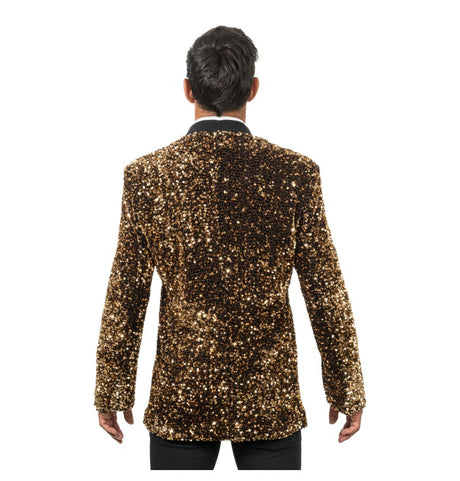 Veste velours noir à sequins bronze – soirée chic, cabaret et spectacle