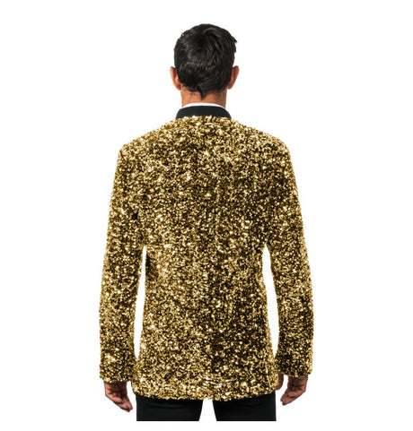 Veste velours noire à sequins or – cabaret, disco – style élégant